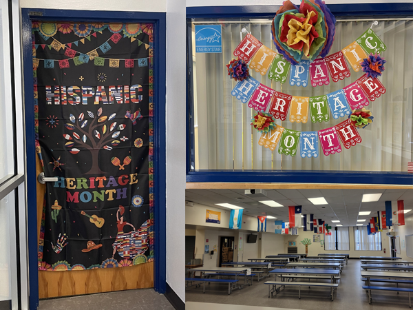 Skycrest Elementary has been celebrating Hispanic Heritage Month with daily questions for students on the news, door decorating, and Hispanic country flags in the cafeteria.